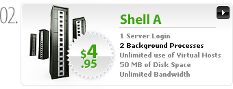 $4.95 - Shell A - 1 server login - 2 background processes - 50MB space